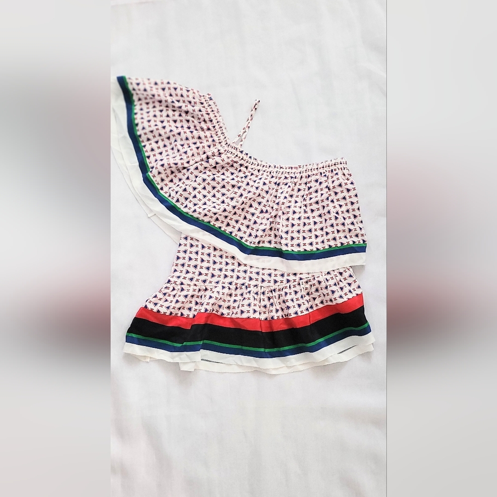 NWOT! Joie Fall Boho Fancy Ruffle Top Women's Stripe Crop Y2k Party Blouse Small